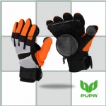 Orange slide gloves for freeride